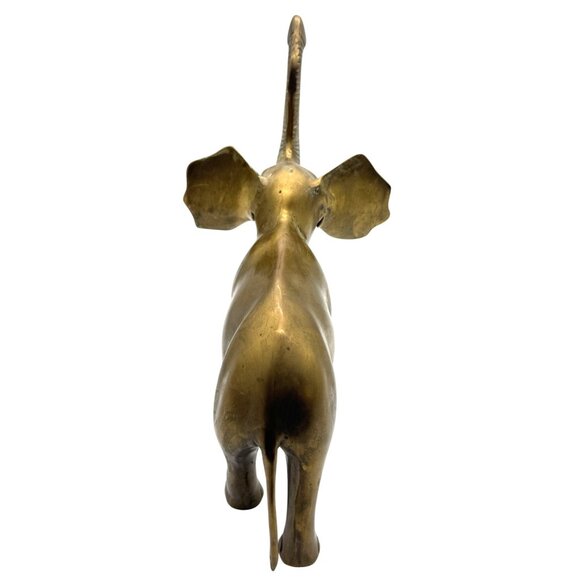 Vtg Large Brass Elephant Figurine With Trunk Up For Good Luck 13.5"H x 13.5"W - Picture 4 of 6
